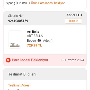 FLO Ayakkabı FLO Para İademi Yapmıyor Ve Beni Mağdur Ediyor