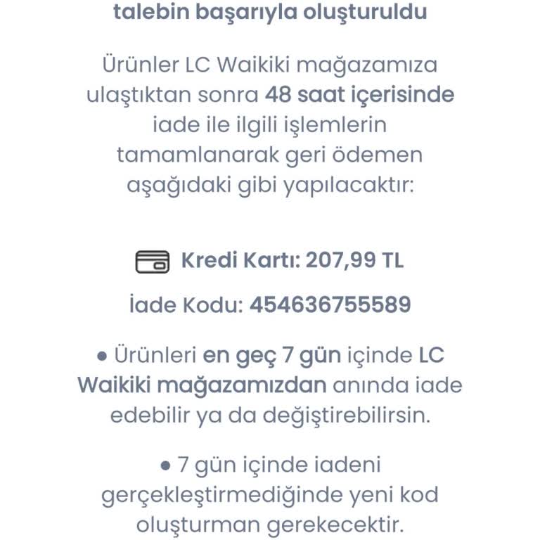 LCW İade Sıkıntısı