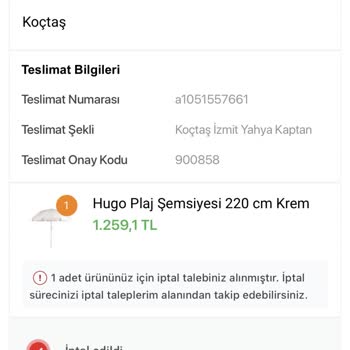Koçtaş Kafasına Göre Sipariş İptali