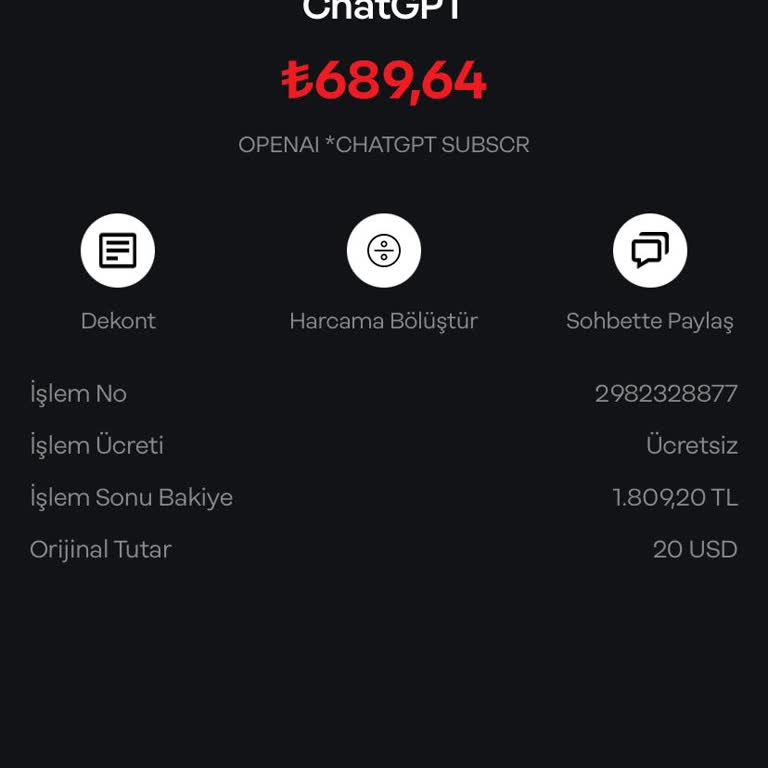 ChatGPT Hesabımdan Onayım Olmadan Para Çekilmiş