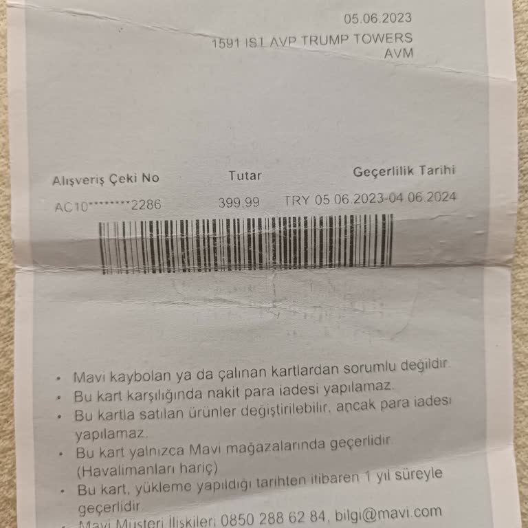 Mavi Jeans İade Çeki