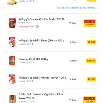 Cepte Şok Siparişi Teslim Edilmedi