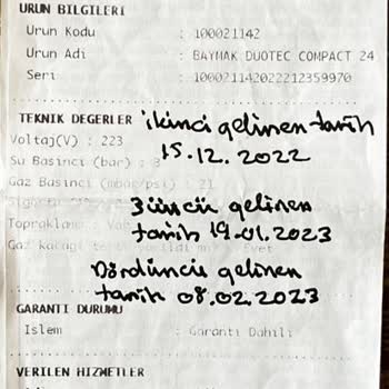 Baymak Duotec Compact24-30 Kombi 2 Yılda 9 Kez Servis Çözüm Yok...