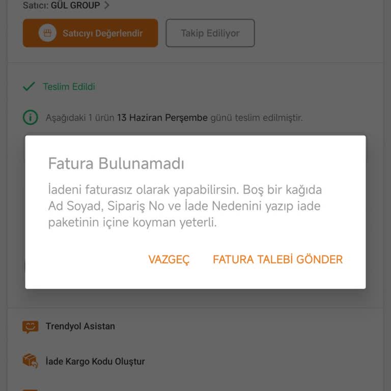 Trendyol Fatura Kesilmemesi Veya Faturanın Ulaştırılmaması
