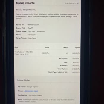 Dekant Parfüm Beklentilerimizi Karşılamayan Ürün Teslimatı
