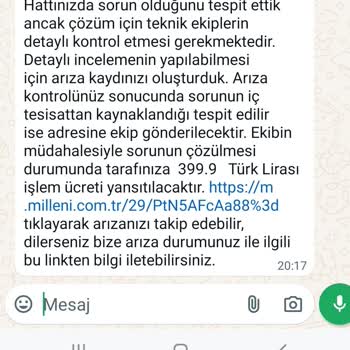 Millenicom Kendi Arızasına Ücret İstemesi