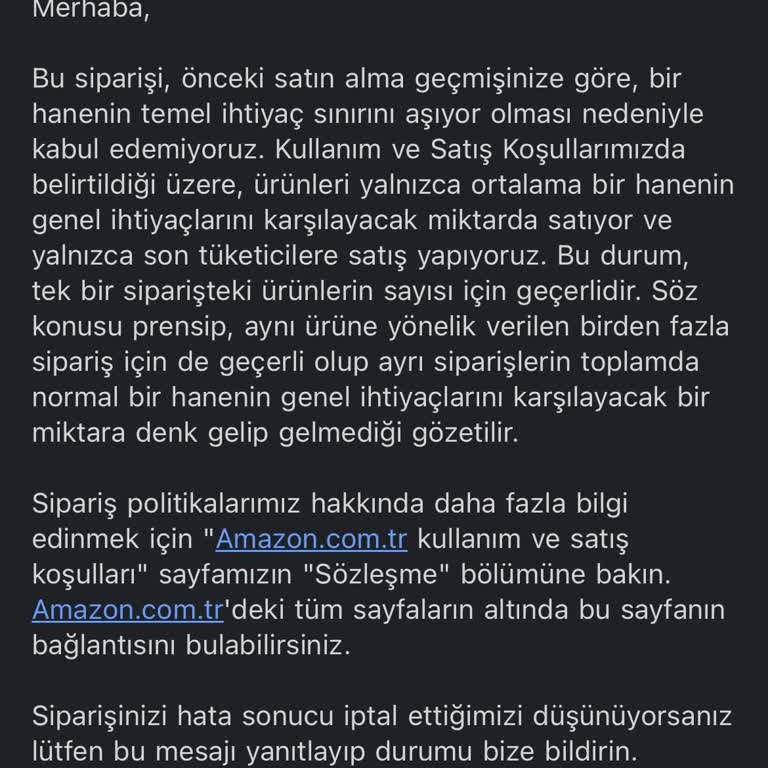 Amazon Siparişlerim İptal Ediliyor