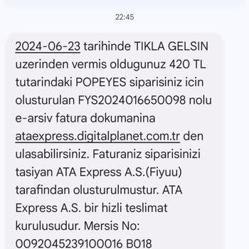 Tıkla Gelsin Popeyes Balatçık Şubesinin Ciddiyetsizliği