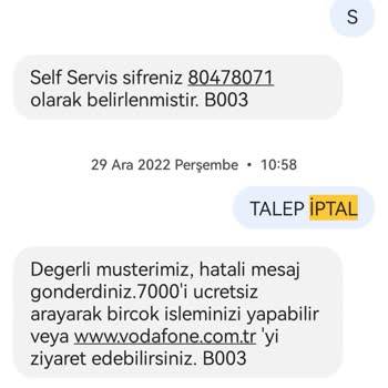 Vodafone Yüksek Fatura Ve İptal Ettiğim Paketler