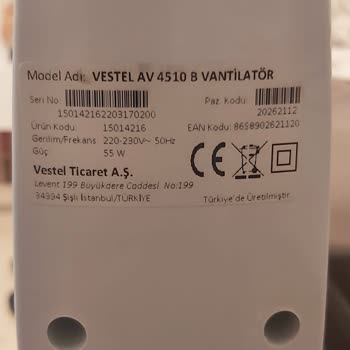 Vestel Av 4510 B Vantilatör Ve Menemen Yetkili Servis İle İlgili Yaşadıklarım