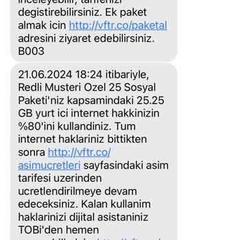 Vodafone 1 Günde Kendiliğinden Giden 21 GB İnternet