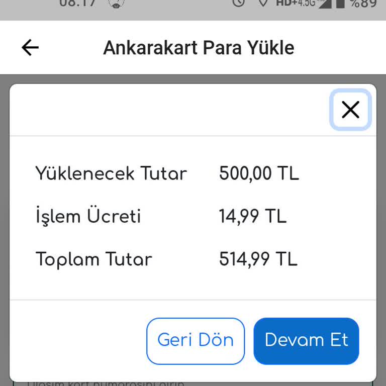 EGO Cepte Online Yükleme Haksız Kesinti