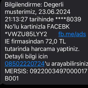 Facebook Kartımdan Yapılan İzinsiz Harcama