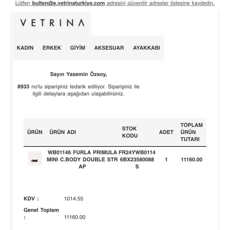 Vetrina Ürün Teslimatı Ve İletişim Sorunu