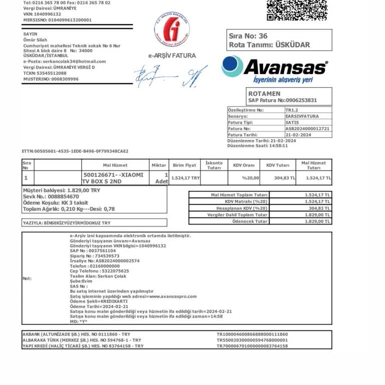 Avansas Firmasından Aldığım Mi Box 4 K Uydu Alıcı