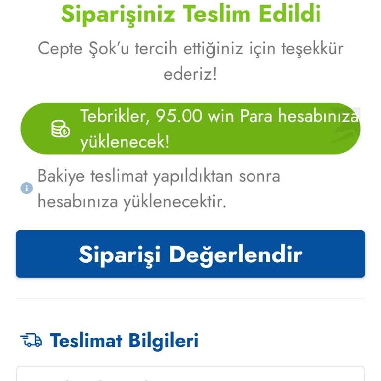 Şok Marketler 95.00 TL Win Para