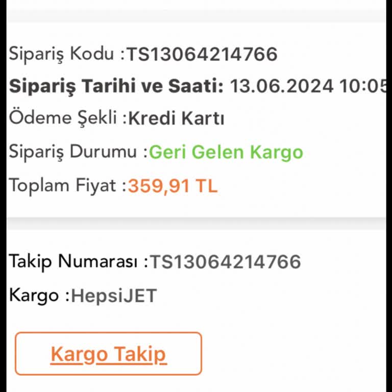 Procsin Hepsijet Tarafından Geri Gönderilen Siparişim Ve İade Sorunu