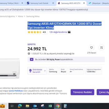 12000 Bt Samsung Klima