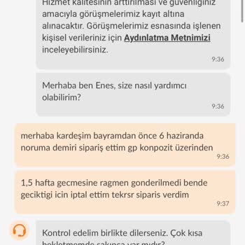 Trendyol'dan Sipariş Edilen Koruma Demiri Teslim Edilmiyor