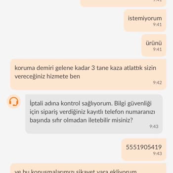 Trendyol'dan Sipariş Edilen Koruma Demiri Teslim Edilmiyor