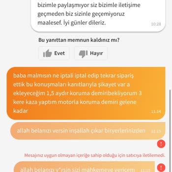 Trendyol'dan Sipariş Edilen Koruma Demiri Teslim Edilmiyor