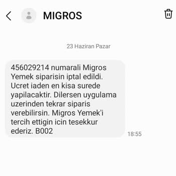 Migros Yemek Uygulaması Müşteri Temsilciliği Uygulaması Eksikliği