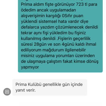 Prima Kulübü'nde Fiş Onay Sorunu Ve Müşteri Hizmetleri Eksikliği