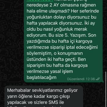 Reydeko Halı 2 Aydır Ürünümü Kargoya Vermiyorlar