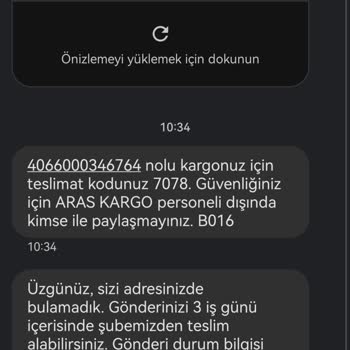 Aras Kargo İle Göndermiş Olduğum Kargonun Tarafıma Geri Gelmesi