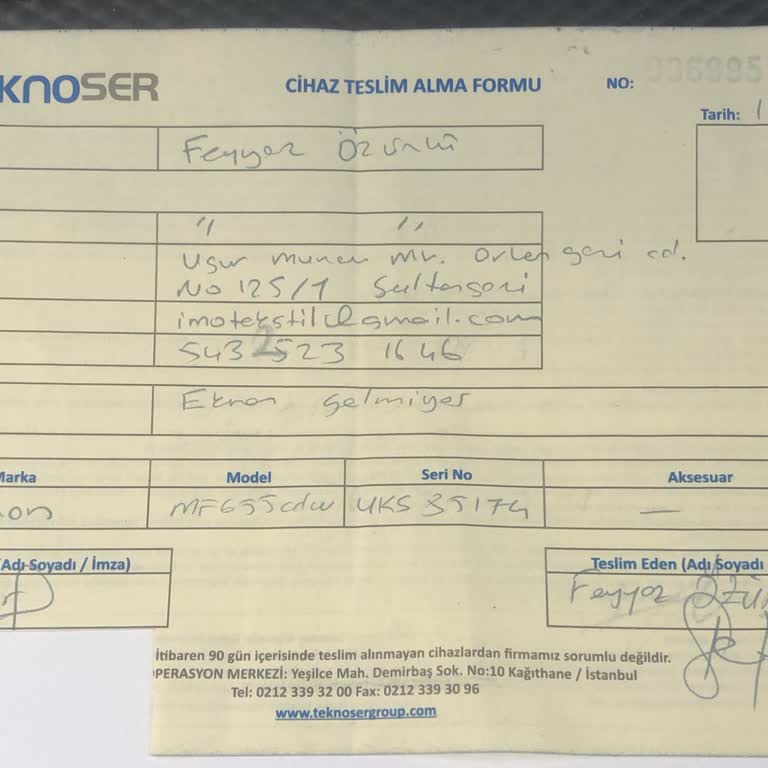 Teknoser Teknoloji Danışmanlığı Teknoser Servis Cihaz Hakkında Bilgi Vermiyor. Telefonu Açmıyor.