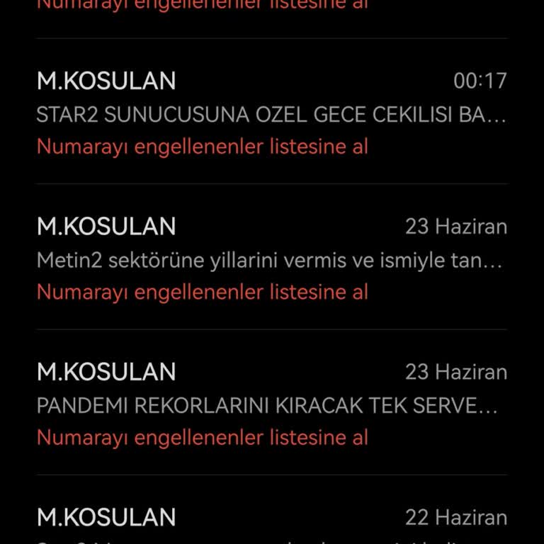 M.KOSULAN (SMS) Telefonuma Mesaj Gönderimi