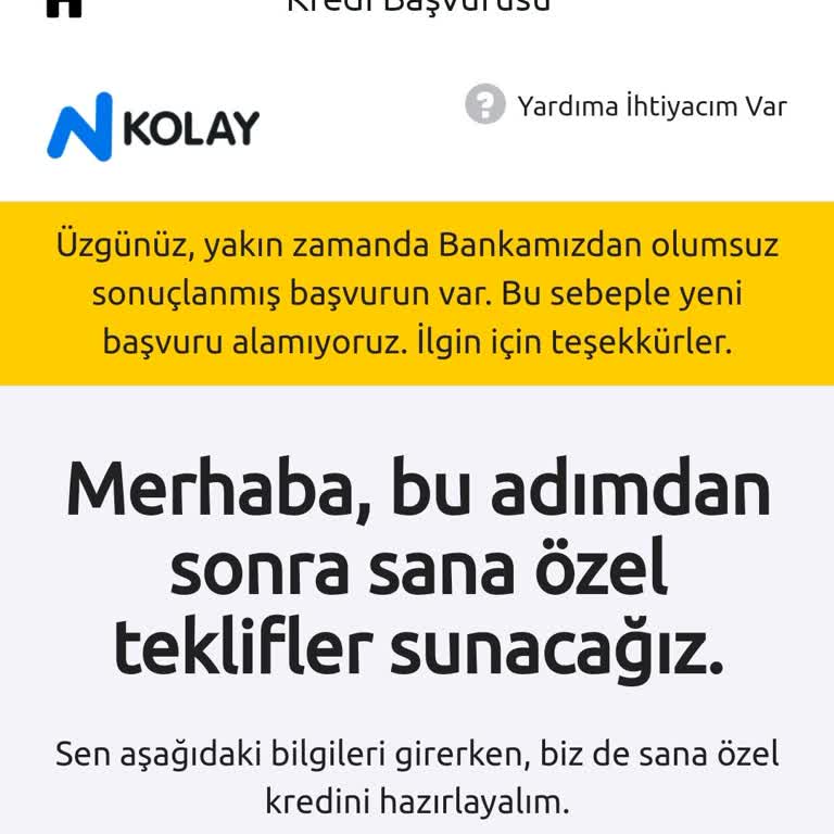 Nkolay İhtiyaç Kredisi Başvurusu