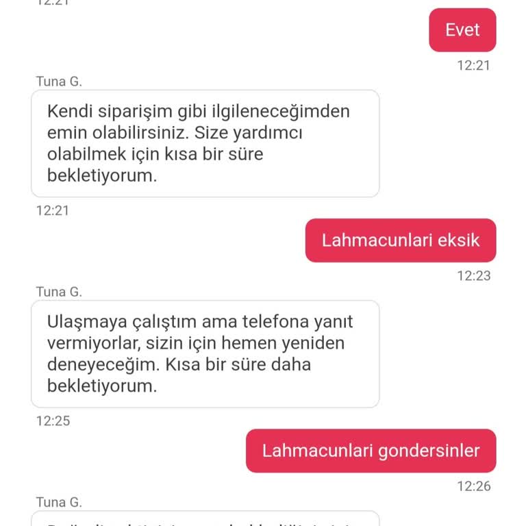 Yemek Sepeti Eksik Menü