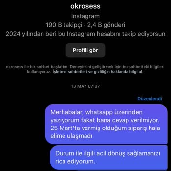 Ok Roses İlgisizliği Ve Sipariş Gecikmesi