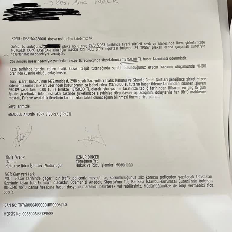 Quick Sigorta Sigorta Şirketinin Bizim Üzerimize Borç Yüklemesi