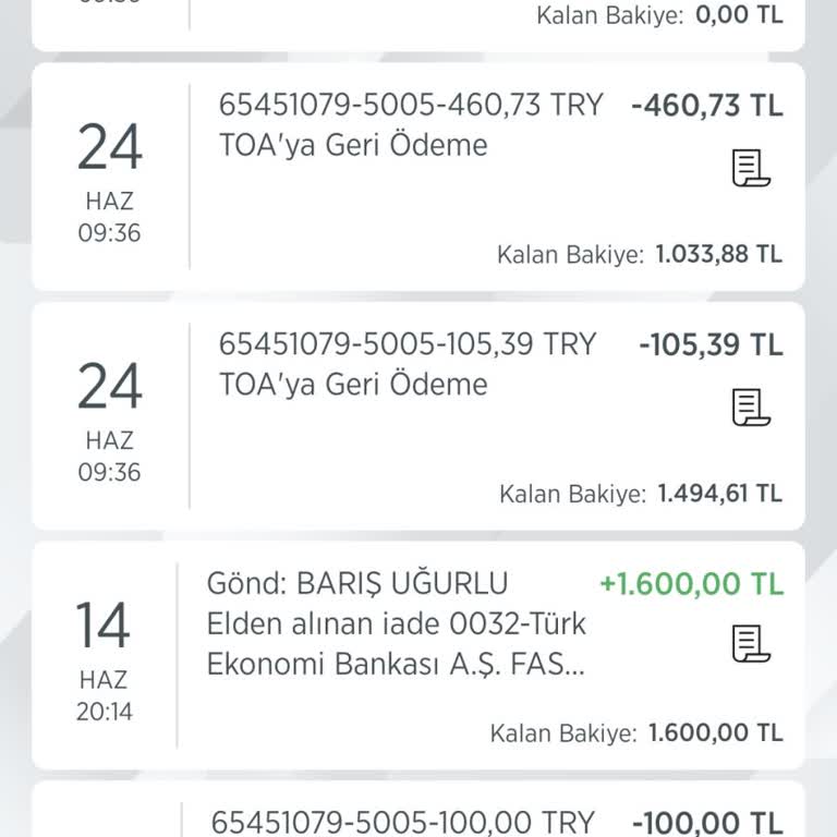 Ziraat Bankası Toa Geri Ödeme