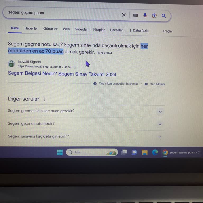 Segem Geçme Notu Kaç