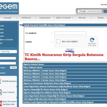 Segem Giriş Belgesi Çözüm