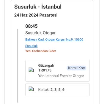 Kamil Koç Servis Sistemi Zamanlama