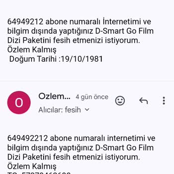 D-Smart İnternet Başvurusunda İletişim Sorunu Ve Fesih Engeli