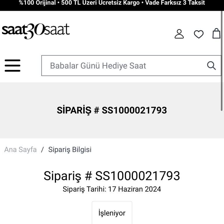 Saat & Saat Siparişim Hakkında İşlem Sağlanmıyor Ve Bilgi Alamıyorum