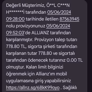 Allianz Sigorta Allianz Haksız Kesilen Provizyon Ücreti