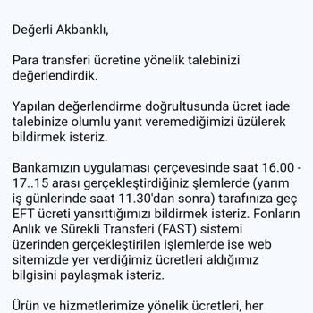 Akbank İşlem Masrafı Şikayeti