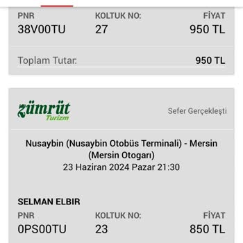 Zümrüt Turizm Şehirlerarası Otobüs Çilesi