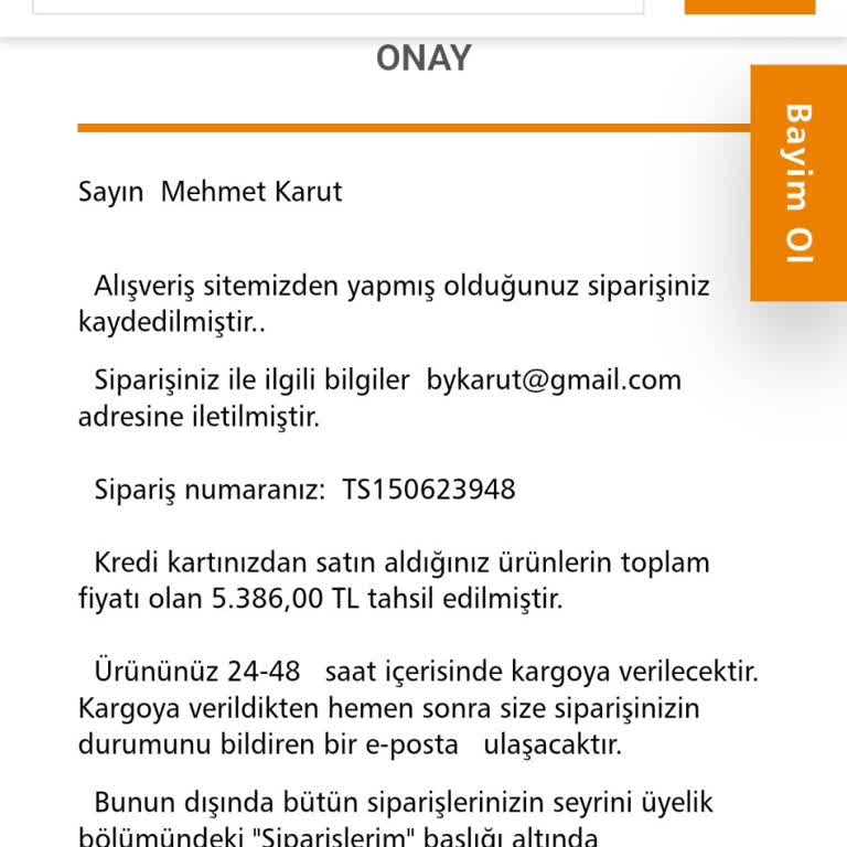 UFO Ürün Gelmedi Müşteri Temsilcisi Yok