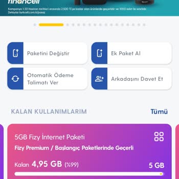 Turkcell Fizy İçin Tanımlı 5 GB Kotanın Kullanılamaması
