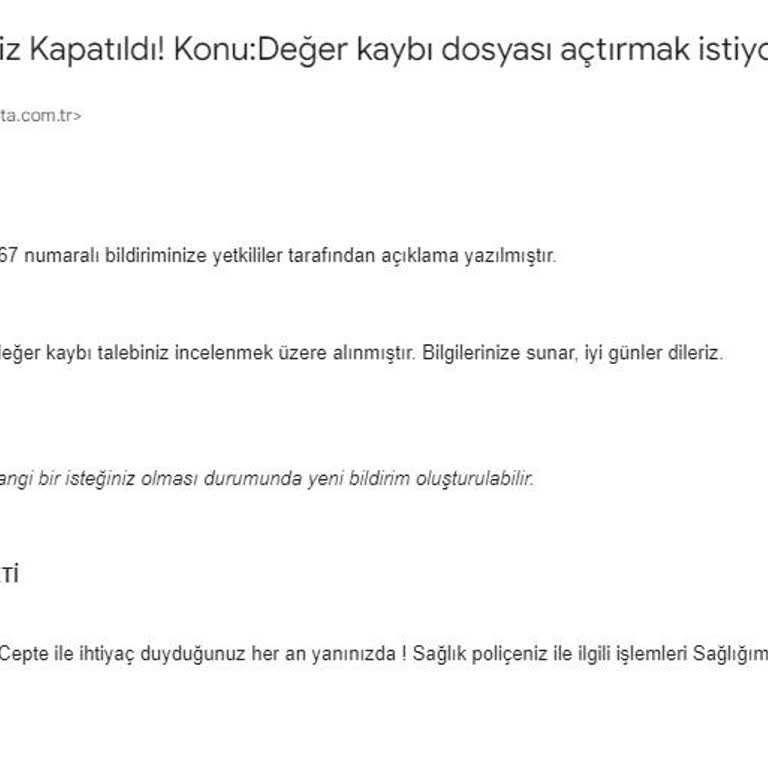 Anadolu Sigorta Değer Kaybı Ödememi Yapmıyor