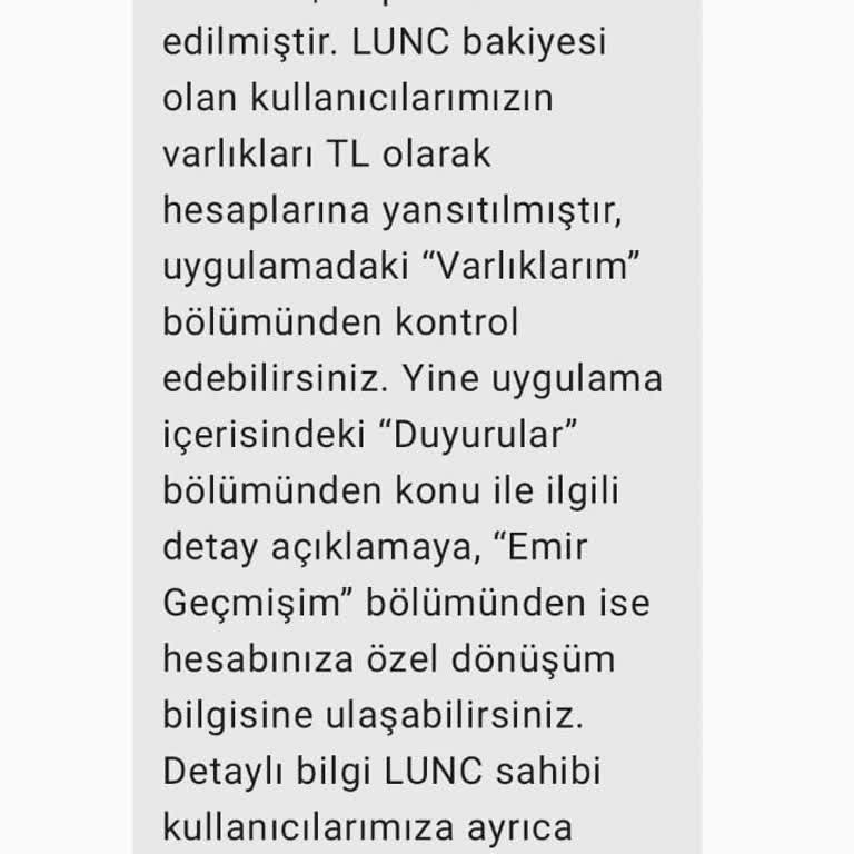 BTCTURK Lunc Koin Hakkında Olup Firma Asla Ve Asla Kullanıcılarının