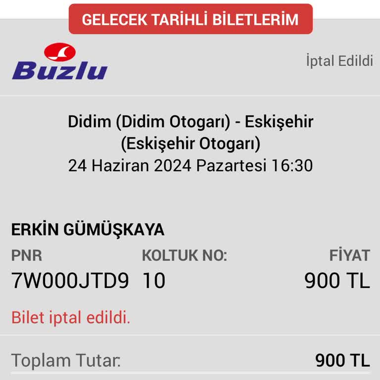 Obilet Otobüs Bileti Mağduriyeti