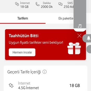 Vodafone Yüksek Fatura Bedeli
